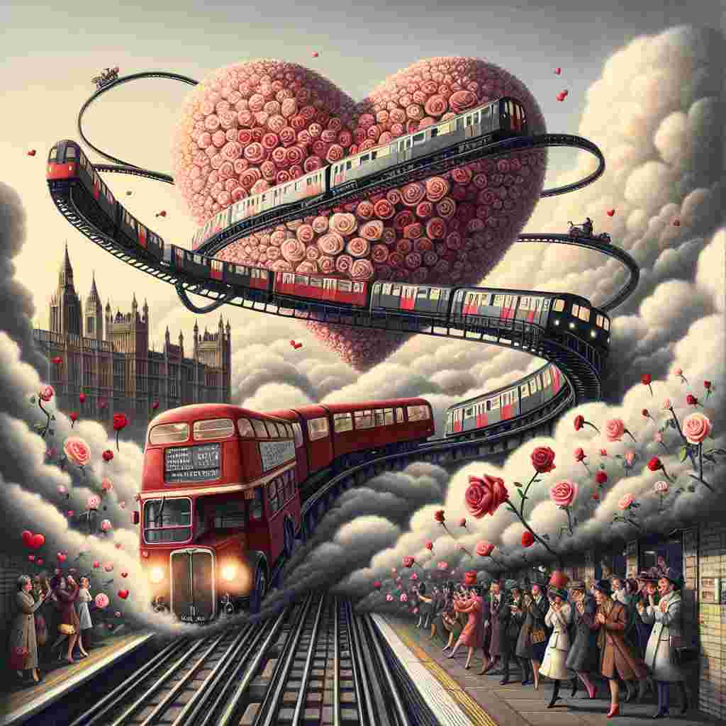 Picture a surreal Valentine's Day scene. The underground transport system of a bustling city is morphed into a twisting, turning roller coaster representing the journey of love. Trains charge around a gigantic arrangement of roses, bursting forth from the tracks. An old-school bus, repainted with soft-coloured hearts, meanders among clouds tasting like fizzy cider. People, varied in race and gender, dressed in celebratory garb, cheer delightfully from their windows. Above, the silhouette of a train crafts an infinite loop in the sky, demonstrating a metaphor of the endless voyage of love.
Generated with these themes: Bus, London underground , Train, Cider, Family, and Holiday.
Made with ❤️ by AI.