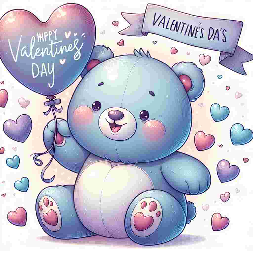 Create a heartwarming illustration featuring a chubby, Burmese teddy bear colored in a distinctive shade of blue. The bear is joyfully holding a heart-shaped balloon that matches its captivating color. The bear's smile, while subtle, is endearing, enhanced by the rosy pink glow of its cheeks. The bear is happily surrounded by a flurry of smaller, pastel-colored hearts. Floating above the bear is a banner that reads 'Happy Valentine's Day' in a fun and playful handwritten font.
Generated with these themes: Burmese Blue.
Made with ❤️ by AI.