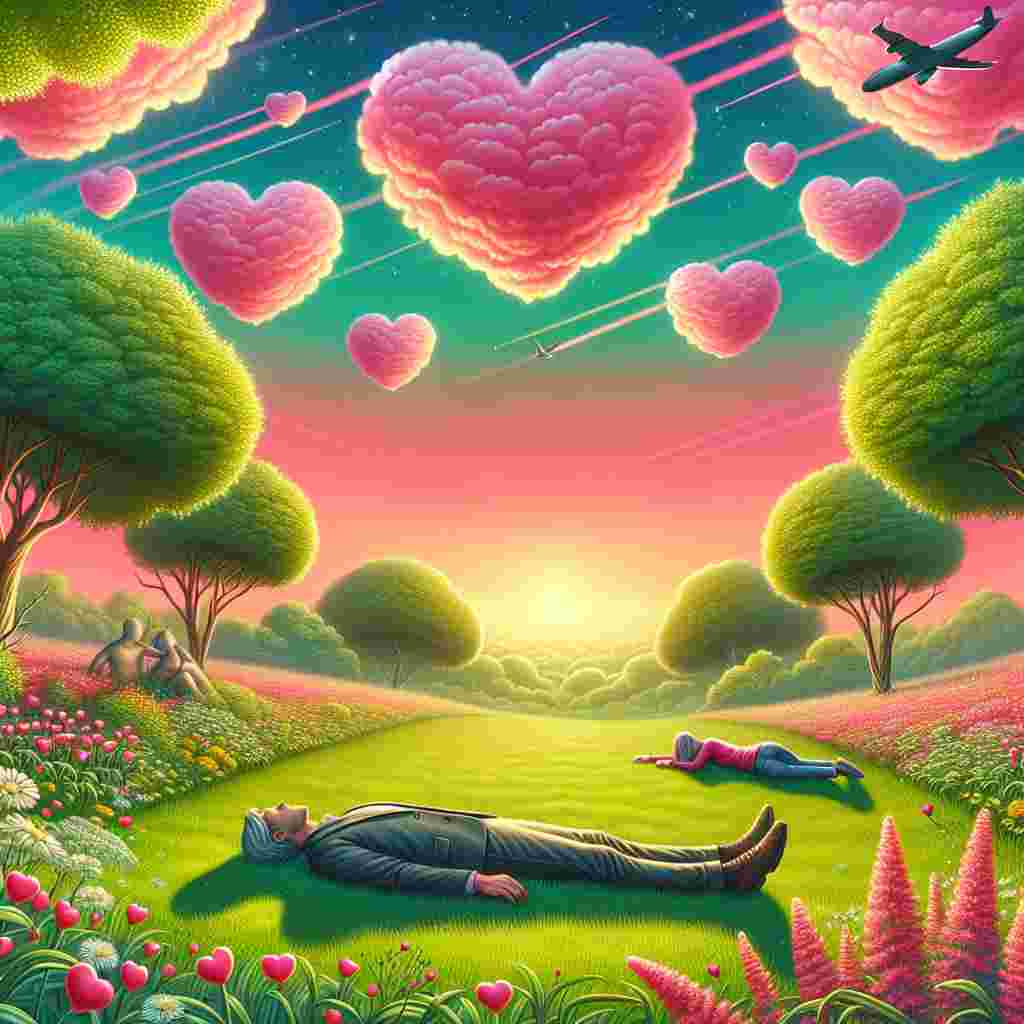 Craft an enchanting illustration for Valentine's Day featuring an idyllic park setting. In the sky, there should be surreal pink clouds floating tranquilly. Amidst the romantically landscaped scene, there's an unexpected sight—a figure lying motionless on the lush green grass. The sudden contrast adds a note of mystery and curiosity to the otherwise sweet and joyful day.
Generated with these themes: Pink clouds, and Dead guy in the park.
Made with ❤️ by AI.