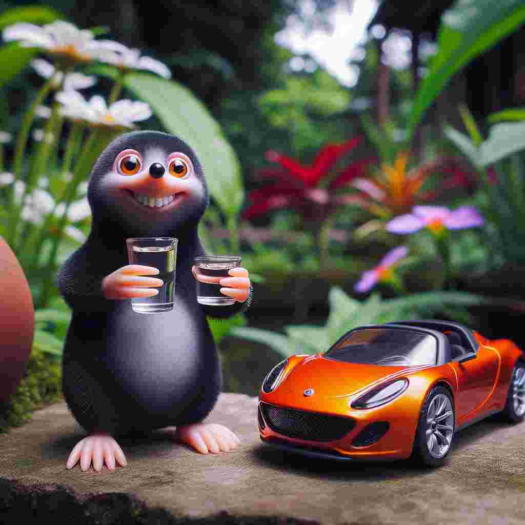 In the heart of a whimsical garden, a charming cartoon mole holds a small glass of vodka. Standing next to a vibrant, miniature non-branded luxury sports car, the mole sports a broad grin. Offering a toast to the surrounding nature, the mole embodies a merry atmosphere of gratitude amidst the tranquil setting.
Generated with these themes: Lamborghini , Vodka, Garden, and Mole.
Made with ❤️ by AI.