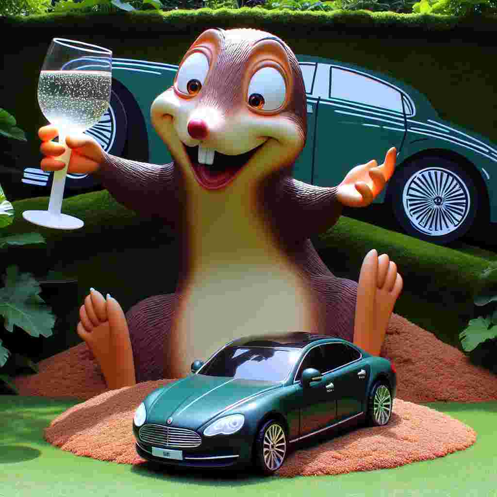 A lively cartoon tableau emerges from a verdant garden. A jovial, distinctly characterised mole is seen raising a glass filled with a clear liquid, symbolising a toast. He stands atop a small hillock, expressing sincere appreciation to the surrounding flora. The backdrop is adorned with an eye-catching, toy-like luxury car, adding a touch of sophistication to the scene. The lush greenery, the mole's positive vibrance, and the opulent toy car coalesce to form a charming blend of nature, spirit, and affluence.
Generated with these themes: Lamborghini , Vodka, Garden, and Mole.
Made with ❤️ by AI.