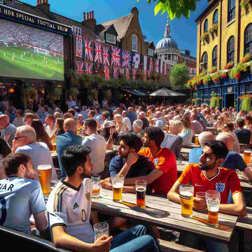 A London beer garden bathed in the glow of a summer sun. It's Father's Day and the special brew is being served. People of varied descents including White, Black, South Asian, Middle-Eastern women and men in their favoured football team jerseys gather to watch the game on outdoor screens. Alive with the sounds of friendly discourse, clinking glasses, and the melodic hum of live commentary, it paints a vibrant picture of Father's Day amidst the city's historical buildings.
Generated with these themes: Football , Beer , Sun, London , and Father’s Day .
Made with ❤️ by AI.