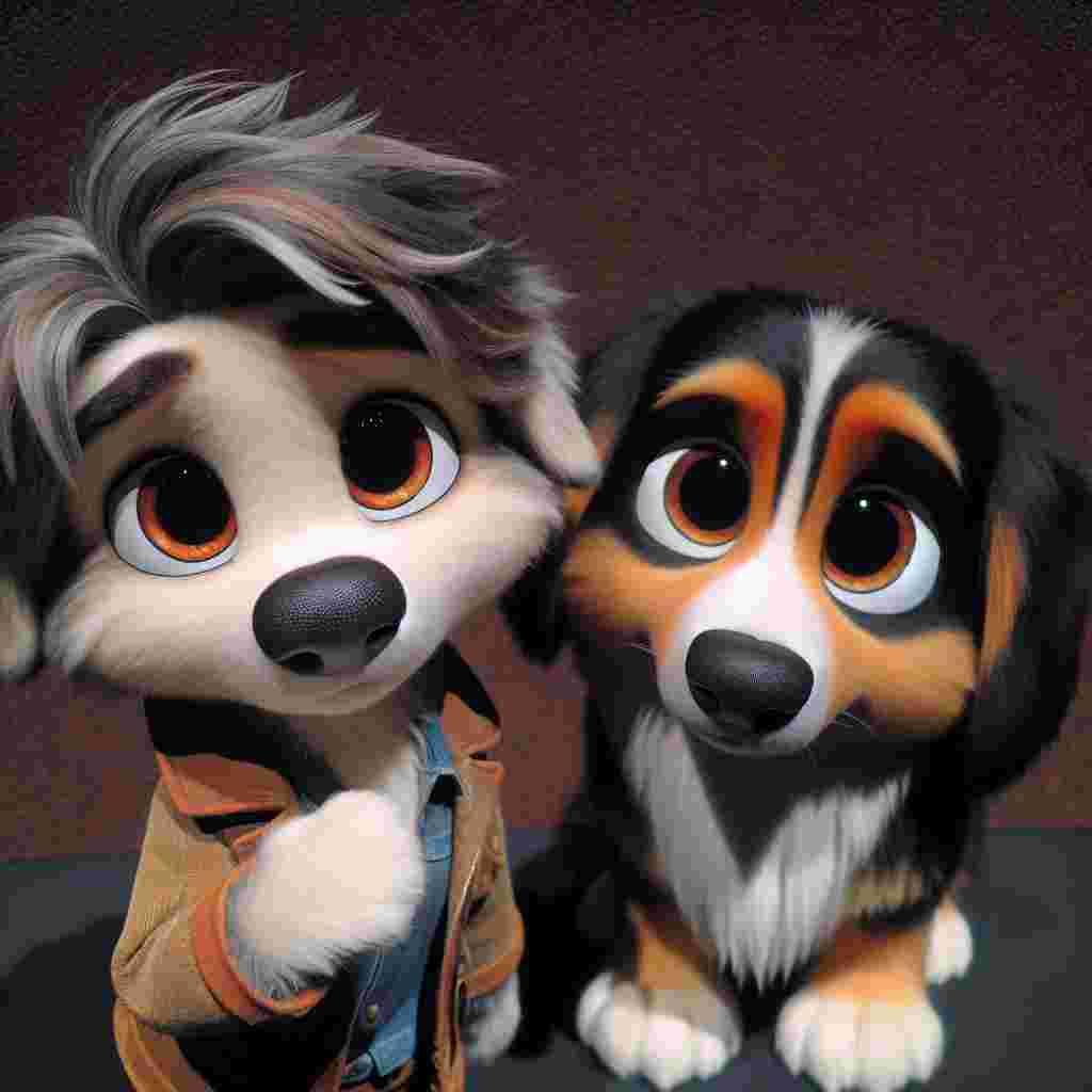 A visually delightful scene showcasing a charismatic and adorable cartoon character along with an adult dog that exudes a feeling of loyalty and friendship. The canine wears a coat of black and tan fur, dotted with a few white patches, and its profound brown eyes seem to express a heartfelt apology. This tender scenario paints a picture of sweet companionship and warmth.
.
Made with ❤️ by AI.