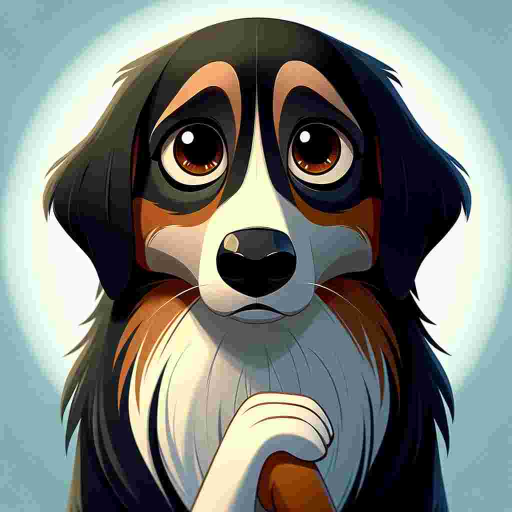 In this cartoon scene, a captivating creature of unknown origin captures viewer attention with its gentle demeanor and visually appealing appearance. Sharing the scene, a mature dog with its lustrous black and tan coat punctuated by white markings stands with a subdued posture. The expressive brown eyes of the dog convey a profound sense of apology. This touch of emotion adds a relatable sense of warmth to the overall composition.
.
Made with ❤️ by AI.