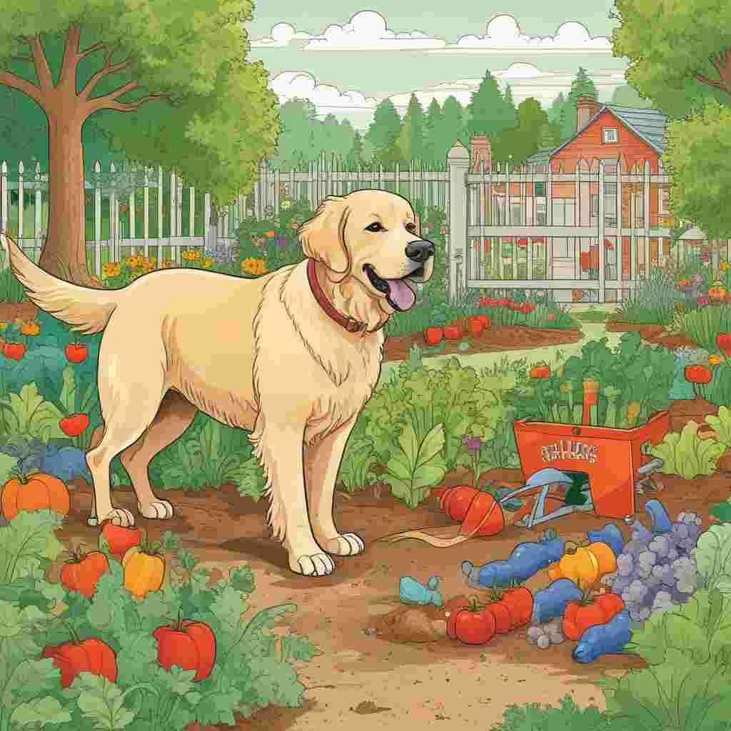 Cartoon Funny, Generate an amusing cartoon scene for Father's Day set in a disorderly community garden. In this scene, a Golden Retriever wearing a football jersey joyfully digs up a line of vegetables, its eyes sparkling with impish delight, symbolically expressing its belief in assisting with the garden work. A banner bearing the words 'Happy Father's Day' sways in the wind above the scene, and footballs, some half-buried, are strewn about the garden plot.
Generated with these themes: Football , Allotment, and Golden retriever.
Made with ❤️ by AI.