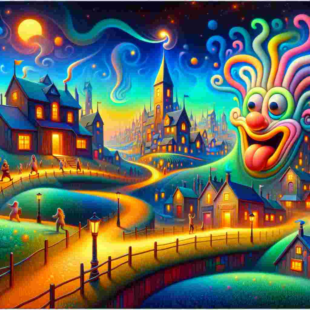 In a dreamscape characterized by exaggerated proportions, a goofy cartoon character of indistinct origin and vivid colors wears a sorrowful expression as it propels itself across a lively field that gradually transitions into a celestial Gaelic village. With its ethereal air filled with a light mist and winding pathways leading the way, the town boasts many inviting, softly glowing pubs. Inside these establishments, figures of all descents and genders, imbued with an otherworldly aura, reach out to offer comforting embraces. This image captures the essence of a place where the fabric of reality twists upon itself, and emotions are more than mere feelings, but tangible, shared experiences.
Generated with these themes: Hurling, Gaelic, and Pubs.
Made with ❤️ by AI.