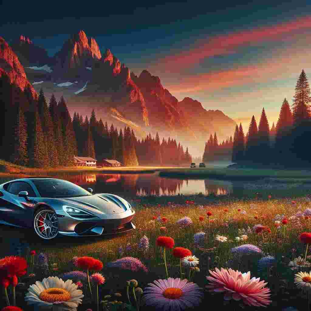 Visualize a scenic Valentine's Day scene set in a tranquil mountain park, subtly basking in the inviting shades of a setting sun. In the centerpiece of this idyllic romance, there's a sophisticated sports car, its polished contours mirroring the twilight's dynamic colors. Embedded amongst a field of vibrant wildflowers, the park provides a mesmerizing vista of commanding peaks, beckoning couples of varying descents and genders to relish a serene instant of affection amidst the awe-inspiring magnificence of nature.
Generated with these themes: Sports car park mountains .
Made with ❤️ by AI.