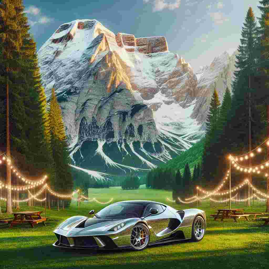 Imagine a backdrop of towering, snow-capped mountains. In the foreground, a stunning scene that captures the essence of Valentine's Day unfolds. There's a luxurious sports car, polished to perfection, parked on a verdant meadow ensconced within the mountain park. The car's glittering surface reflects the soft glow of string lights, tastefully hung from the surrounding trees. This tranquil setting is an ideal romantic getaway for Valentine's Day, marrying the excitement of adventure with the perennial allure of nature's splendor.
Generated with these themes: Sports car park mountains .
Made with ❤️ by AI.