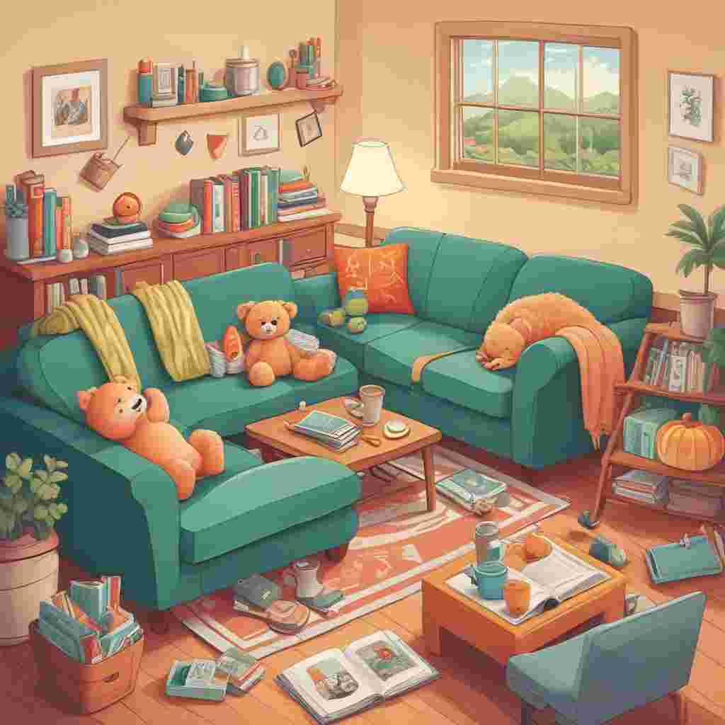 Illustration Cute, Generate an image of a warm and inviting living room, where a family of plush toys are happily arranged on a cozy couch. The room is decorated with tennis-themed items such as rackets and balls hanging on the walls. A coffee table in the room holds a picturesque family photo album. Next to the album are cheerful beer mugs filled with overflowing foam. A handcrafted card with 'Happy Father's Day' written on it is opened to reveal sincere messages. The setting sun outside the window casts a golden hue over the room, enhancing the atmosphere of love and admiration for dad.
Generated with these themes: Tennis, Beer, and Family.
Made with ❤️ by AI.