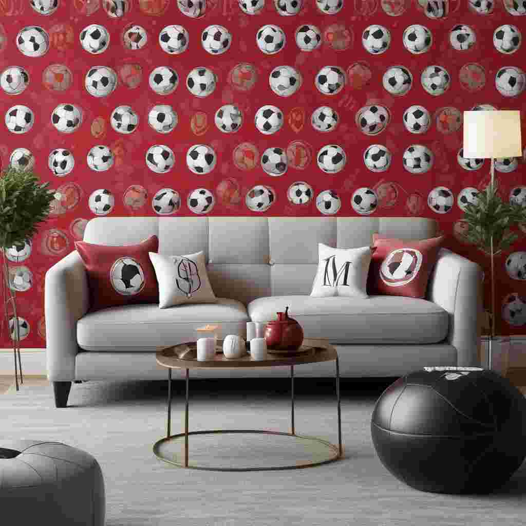 Realistic Cute, Create a charming Father's Day themed living room setting that showcases a plush crimson sofa adorned with cozy throw pillows with the monogram 'MU'. The coffee table is artfully arranged with a bowl of jelly beans shaped like soccer balls, adding a playful nod to the beloved sport. The wallpaper carries the subtle imprint of abstract geometric patterns resembling a soccer ball, amplifying the sports theme. A framed red and white jersey, intricate in detail but without any official team badges or logos, hangs proudly on the wall. A white and ginger cat lounges lazily on the armrest, completing the warm and inviting scene.
Generated with these themes: Manchester united, football, jelly beans, white and ginger cats.
Made with ❤️ by AI.