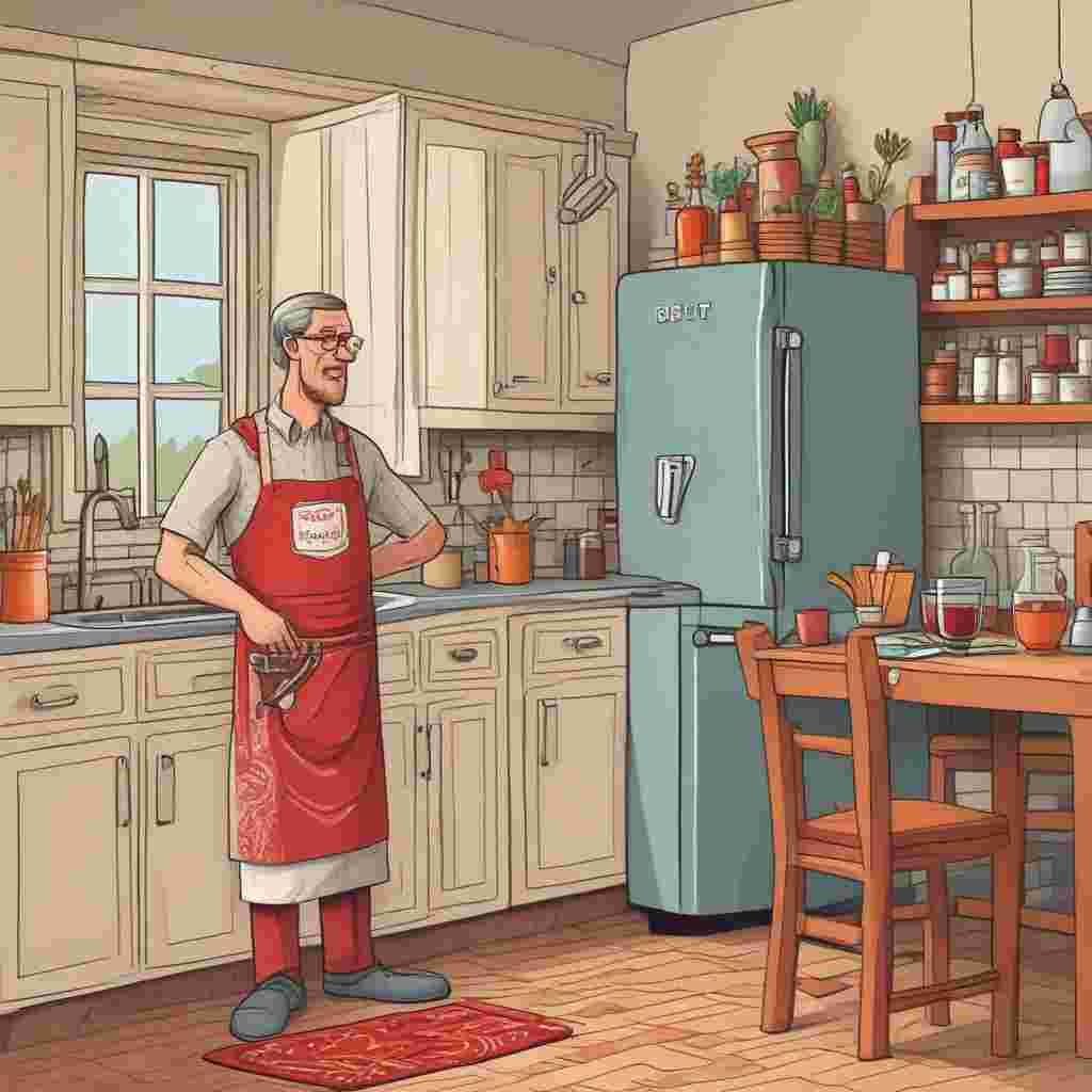 Illustration Funny, Imagine a cozy kitchen scene designed for Father's Day, complete with a touch of comedy. Prominently displayed is an apron hanging with the inscription 'Best Grill Dad', alluding to the apron's absent owner. A bottle of red wine shares the countertop space with a pot that's simmering, releasing aroma lines that whimsically arrange themselves to spell out 'Happy Father's Day'. Nearby, an overstuffed armchair is tagged with a 'Reserved for Dad' sign, sitting next to a stack of BBQ-related books. This scene wittily suggests a day of leisurely cooking, indulging in wine, and total relaxation for the king of the grill.
Generated with these themes: Wine , Cooking , and Relaxing .
Made with ❤️ by AI.