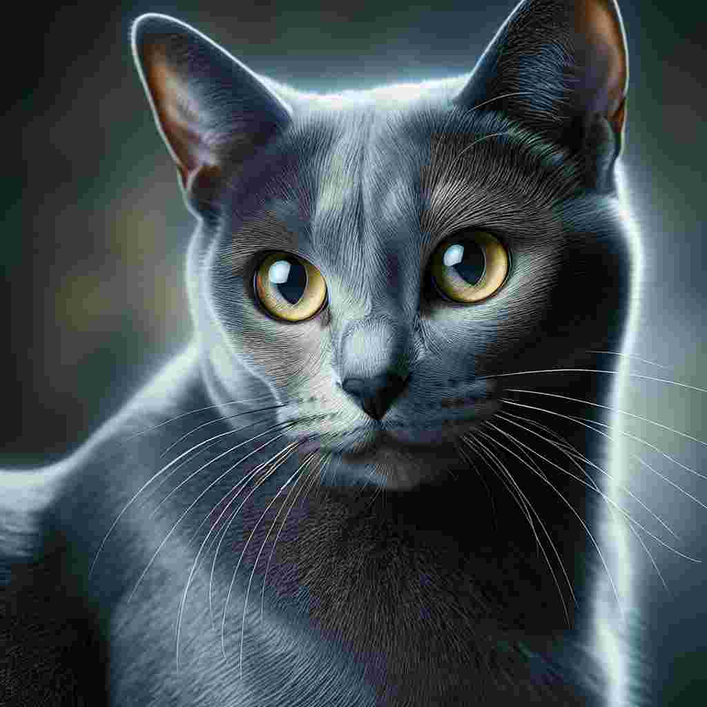 Delve into a charming animated imagery where an adult Russian Blue Cat captures your attention. It boasts a sleek regular build with a silvery grey coat that radiates mystique and elegance. This feline's captivating yellow eyes are seemingly imbued with intelligence, drawing you into its enchanting presence as it sits with an air of graceful composure. This scene captures the essence of the cat's majestic aura in a way that is truly unforgettable, articulating a world where animals draw you in with their expressive eyes and compelling posture.
.
Made with ❤️ by AI.