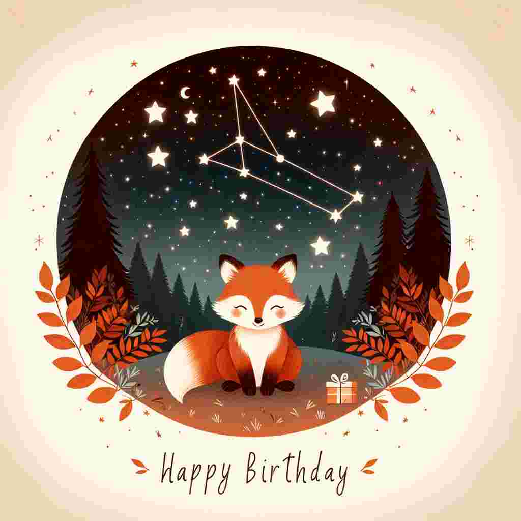 This birthday card presents a peaceful scene with a cute little fox sitting under a night sky, with a Libra constellation shining brightly above. Autumn leaves adorn the background to reference the Libra season, and 'Happy Birthday' is written in a cozy, handwritten font across the bottom of the illustration.
Generated with these themes: Libra Birthday Cards.
Made with ❤️ by AI.