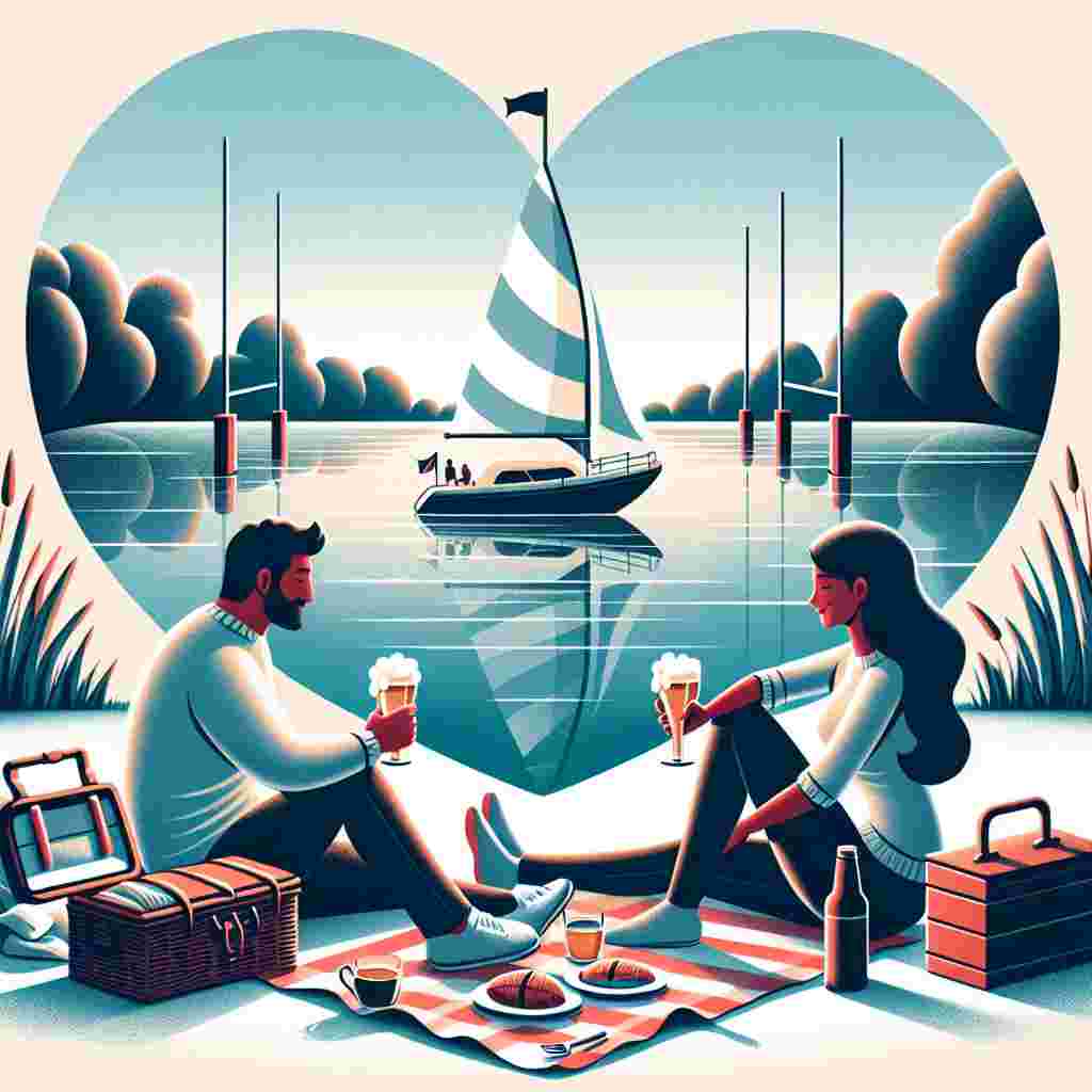 Create a heartfelt scene that encapsulates a tranquil Valentine's Day memory. A South Asian woman and a Middle-Eastern man are comfortably situated on a picnic blanket near a lake. Nearby, a sailboat, uniquely shaped like a heart, is anchored. In the distant background, rugby posts should be discernible, signifying their mutual love for the sport. To further personalize the scene according to their hobbies and passions, they are cheering each other with beer glasses in their hands.
Generated with these themes: Sailing, Rugby, and Beer.
Made with ❤️ by AI.