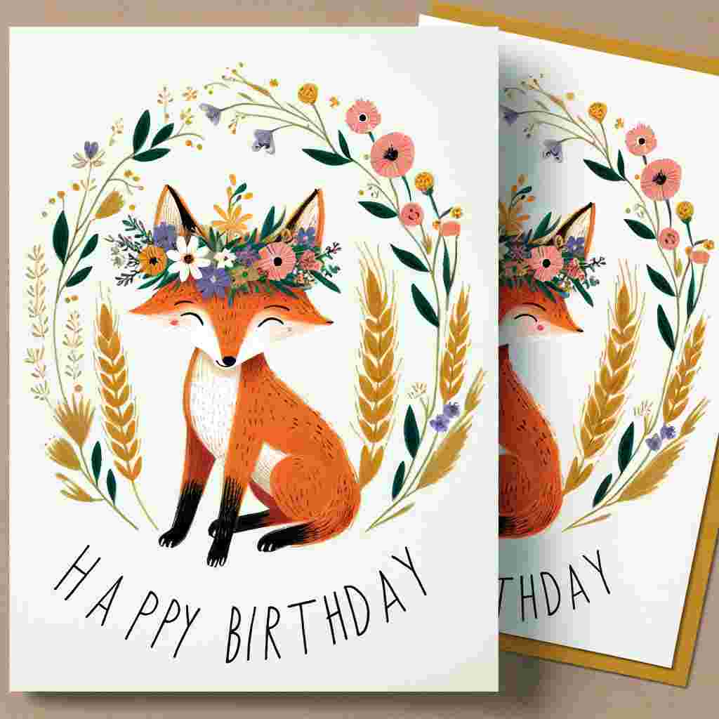 This whimsical birthday card showcases an adorable fox wearing a flower crown, symbolizing the Virgo sign's connection to nature. The fox is surrounded by a wreath of wildflowers and golden wheat stalks, with the text 'Happy Birthday' gracefully inscribed in a circular fashion around the illustration.
Generated with these themes: Virgo Birthday Cards.
Made with ❤️ by AI.
