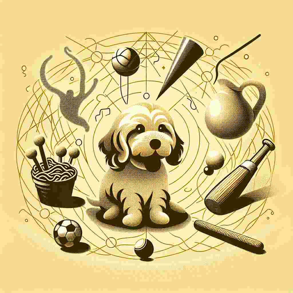 Create an image in a minimalist abstract design with the primary focus being on a cute gold cockapoo puppy, illustrated with few lines, yet clear enough. The puppy should appear in genuine bliss, with its tongue hanging out in happiness. Subtly positioned around the puppy are the shadows of sports equipment associated with soccer and cricket, such as a suggestion of a soccer ball and a stylized cricket bat, resonating English culture. Adding to the whimsy of the image, there should be an imaginative representation of a baby walrus playfully blended in the geometric patterns in the background, embellished with a small party horn. Emphasize the jovial mood of a birthday party while incorporating unique elements like the gold cockapoo, sports equipment, and the baby walrus. To link the components together, introduce soft golden highlights throughout the image.
Generated with these themes: Gold cockapoo puppy with tongue out, England soccer, Cricket, and Baby walrus.
Made with ❤️ by AI.