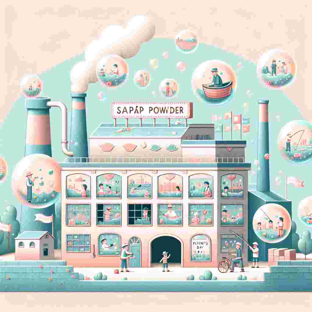 Create a heartwarming and whimsical illustration representing Father's Day, characterized by a unique soap powder factory. The factory has pastel-colored soap bubbles delicately floating from its chimneys. Each bubble also mirrors distinct scenes of children of various descents and genders participating in different activities reminiscent of their fathers, such as fishing, playing catch, and deeply immersed in reading books. The factory exhibits a celebratory essence with jubilant Father's Day banners and greeting cards adorned on its windows, embodying the happiness and importance of the day despite the absence of a direct father figure.
Generated with these themes: Soap powder factory .
Made with ❤️ by AI.