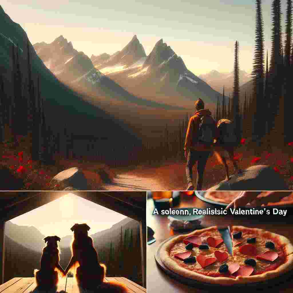 A solemn, realistic Valentine's Day takes place in a tranquil setting of a mountain range with towering forests where trail running and climbing are the main activities. The crisp air is imbued with a sense of camaraderie, not from humans, but from a dedicated Nova Scotia Duck Tolling Retriever that guides the way. As dusk approaches, the setting sun projects long shadows and a tranquil glow over the natural scenery. Embracing the simplicity of the day, a shared pizza at a peaceful overlook becomes an embodiment of unexpressed bonds and the joy of each other's presence.
Generated with these themes: Mountains and forests, trail running, climbing, duck-tolling retriever, pizza.
Made with ❤️ by AI.