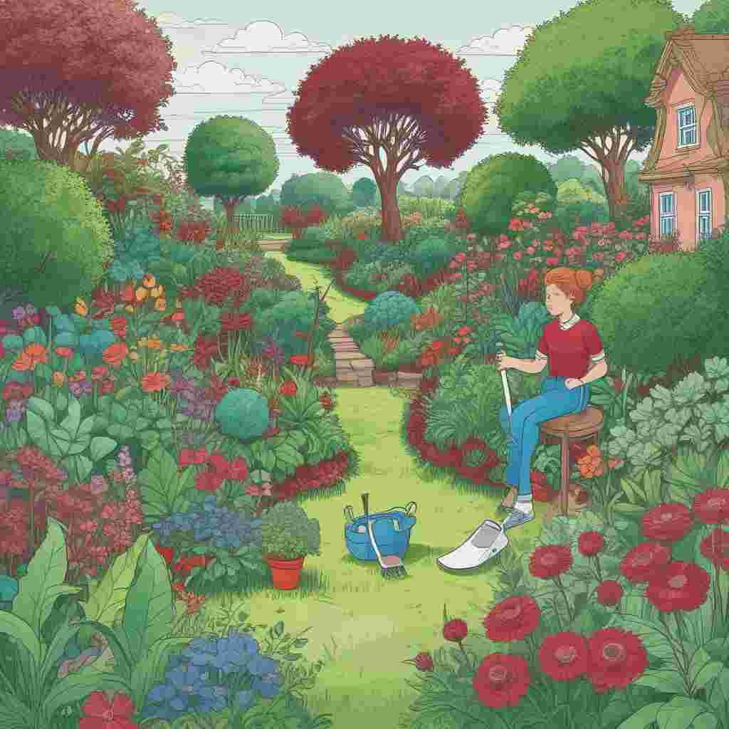 Illustration Cute, Illustrate a tranquil, verdant garden under a bright sunny sky, filled with rich, green vegetation. The atmosphere is bathed in the distinctive shades of claret and blue, subtly blended into the backdrop, suggesting the colors of a well-known football team without explicitly stating it. In the forefront, create a tableau with varied gardening tools and a cherished educational book placed on an antique wooden table. A woman, we'll name her Maggie, featured as an endearing character with a plethora of colorful vegetables in her apron, lovingly cares for the plants. Beside her, a spirited Labrador named Ellie cavorts amidst the blossoms, lending liveliness to the artwork. The image is meant to exude a sense of warmth and tenderness, capturing the essence of Father's Day without inclusively requiring a father figure.
Generated with these themes: West ham, Teaching, Tending allotment, Maggie, his wife, and His labrador, ellie.
Made with ❤️ by AI.