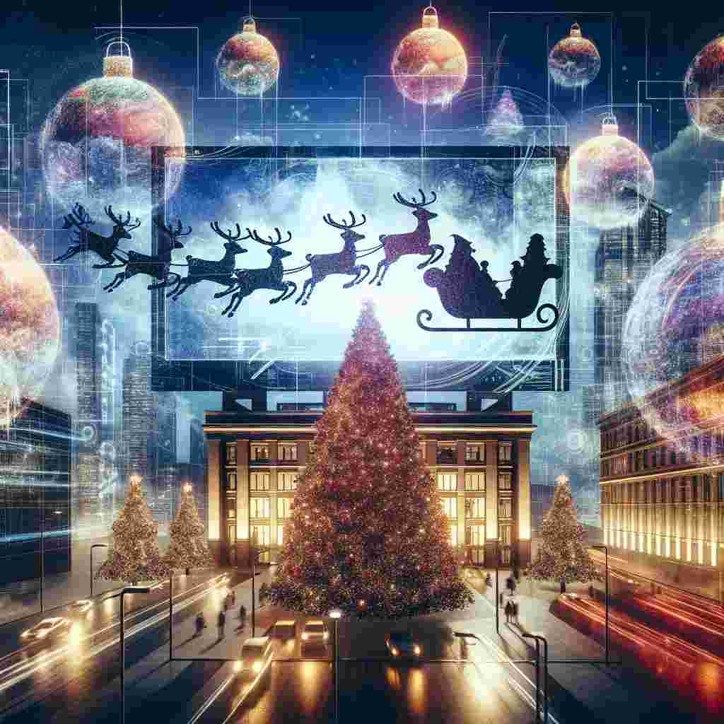 At Media City, a contemporary Christmas fantasy takes shape. Sleigh silhouettes glide across computer screens, blending tech with tradition. Christmas trees twinkle amidst an assortment of illuminated decorations, while Manchester Town Hall stands tall, watched over by the ever-vigilant lenses of TV cameras. Surreal Christmas puddings add an abstract touch to this holiday tapestry.
Generated with these themes: Tv cameras, Christmas puddings, Sleigh, Computer screens, Illuminated decorations, Christmas trees, Media city, and Manchester town hall.
Made with ❤️ by AI.