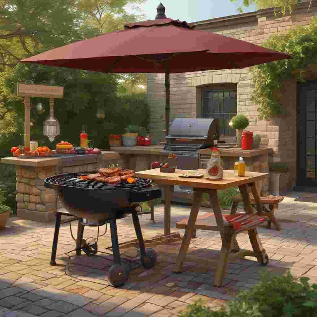 Realistic Funny, Visualize a quaint, sunlit backyard scene brimming with the allure of a bustling barbecue grilling steaks and vegetables. At the core of this setup, the inviting aroma of the grill engulfs the ambiance. Adjacent to this, a rustic wooden table is staged, bearing a chilled bottle of red wine and an eager glass waiting to be poured into, symbolizing a retreat on a Father's Day. Classic rock tunes faintly echo in the background setting the tone. An old, loved apron bearing the title 'King of the Grill' rests suggestedly on a chair, indicating a well-deserved respite for the familial cook.
Generated with these themes: Red wine , Relaxing , and Cooking .
Made with ❤️ by AI.