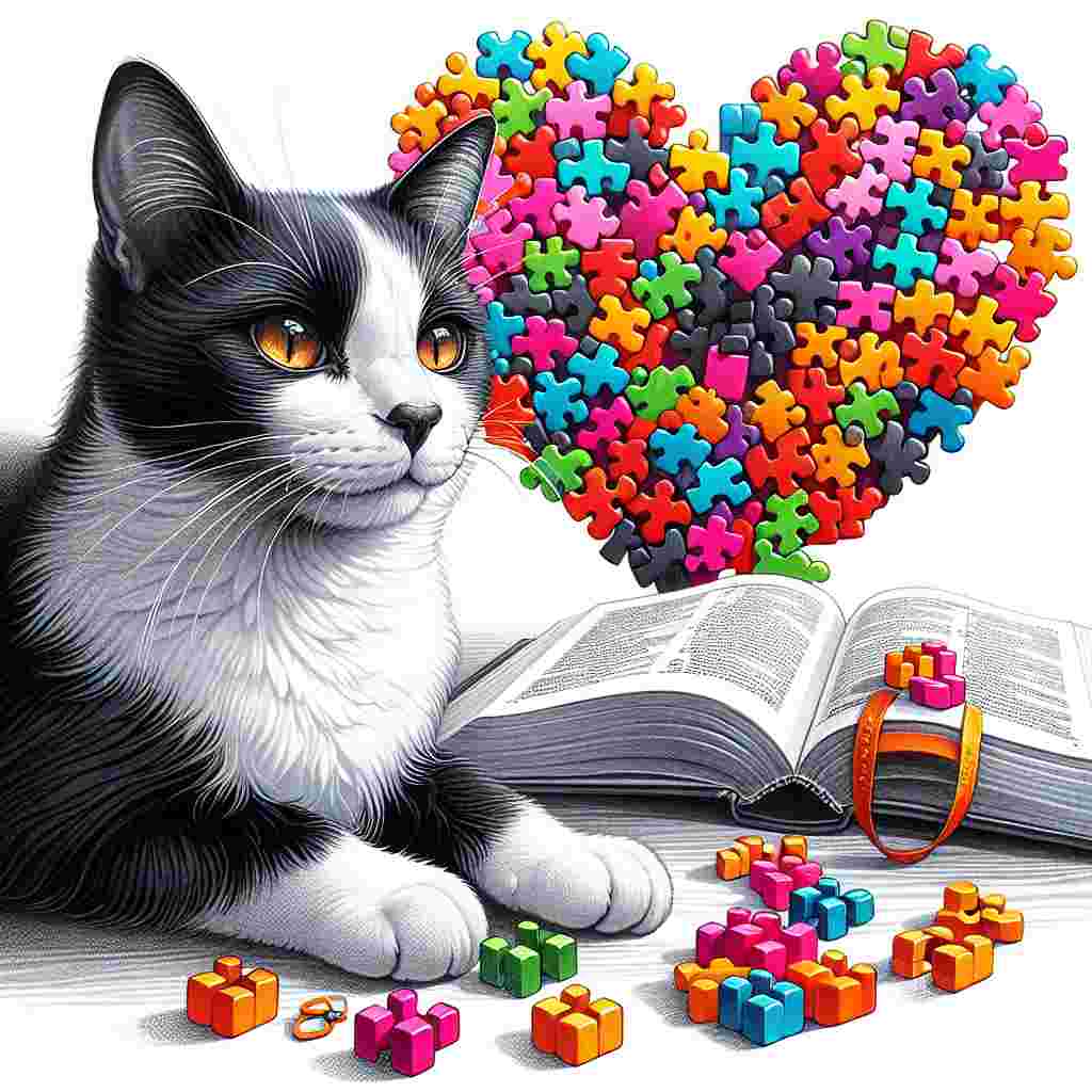 Illustrate an image featuring a delightful black and white feline sitting adjacent to a vibrant pile of multi-colored connecting blocks, meticulously arranged to mimic the shape of a heart, a beautiful representation of Valentine's Day. In the backdrop, make sure to include a petite Bible, wide open, suggesting a tranquil reading session. The cat is gleaming with an engaging essence in its eyes. Also, scatter minor orange elements across the scene to offer a lively burst of color, contrasting with the monochromatic theme of the cat and harmonizing with the light-hearted ambiance of the scene.
Generated with these themes: Black and white cat, Lego, Bible, Reading , and Orange.
Made with ❤️ by AI.