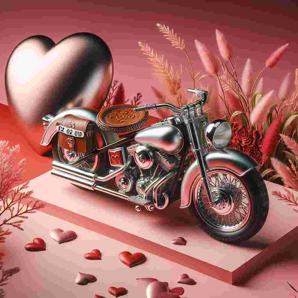Create a charming illustration for Valentine's Day. The scene is laid out on a soft pink and red backdrop, enhancing the ambience of romance. In the center, a shiny motorbike modeled after classic designs, details in chrome sparkling among the surroundings. The motorcycle boasts a leather saddle embossed with hearts. A distinguishing feature is a heart-shaped license plate showing the registration 'V2 ODD'. This arrangement of elements creates a unique blend of love and adventure.
Generated with these themes: Harley Davidson motor bike, and Registration V2 ODD.
Made with ❤️ by AI.