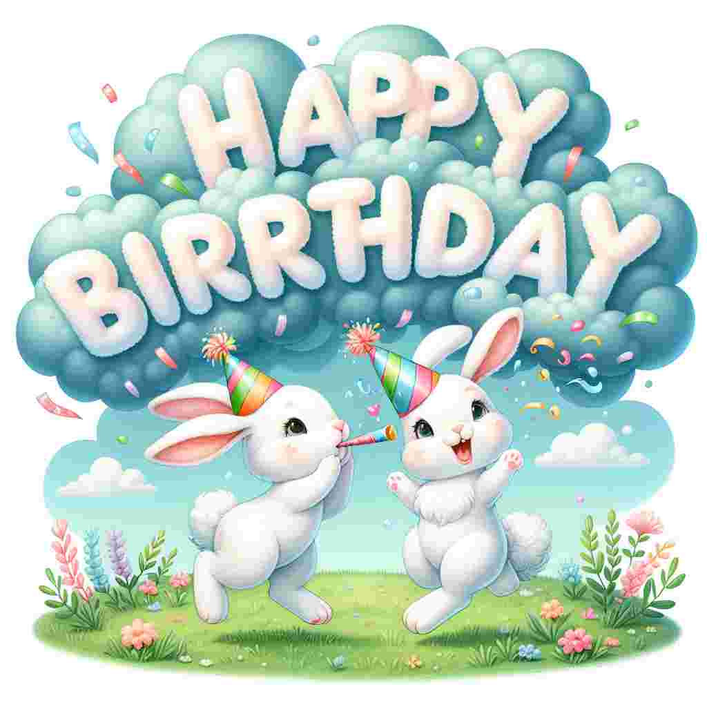 A delightful birthday card tailored for Gemini with an illustration of twin bunnies in a meadow, one with a party blower and the other with a birthday hat. 'Happy Birthday' is inscribed in the clouds above with a whimsy font.
Generated with these themes: Gemini Birthday Cards.
Made with ❤️ by AI.