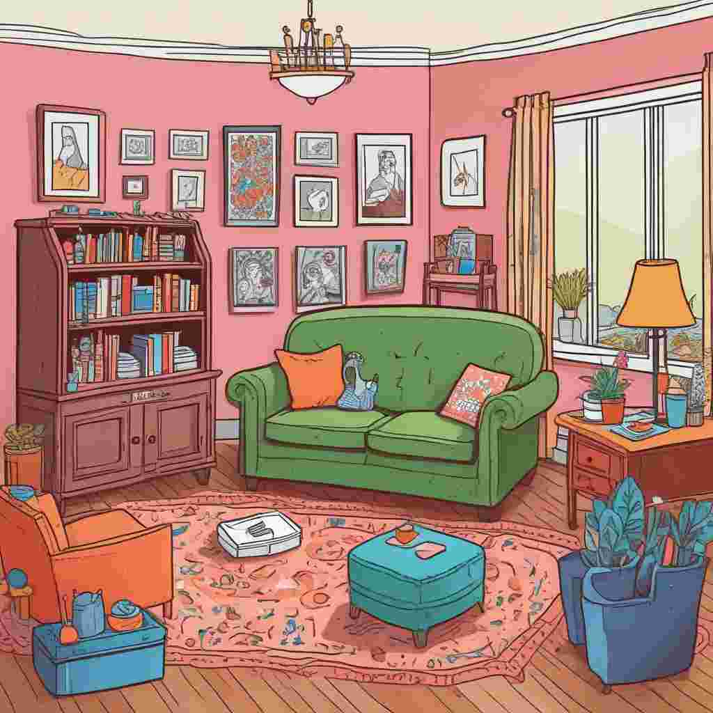 Illustration Funny, Create a warm illustration set on Father's Day, featuring a vibrant living room where an overstuffed armchair dominates the center, inscribed with 'Dad's Throne' on its backrest. The room exudes joyous vibes from a day catering to Dad, featuring a tiny refrigerator chock-full of diverse beer types, a coffee table strewn with an array of snacks, and a sizable foam hand directed towards a television displaying an engrossing football match. Cheerful decorations dangle from the ceiling and homemade banners lovingly crafted with the messages 'Happy Father's Day' and '#1 Dad' adorn the walls.
Generated with these themes: Beer football.
Made with ❤️ by AI.