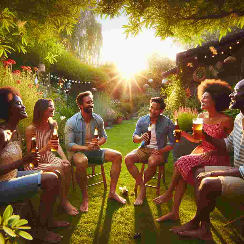 A sunlit garden brimming with the tranquil ambiance of nature serves as the serene backdrop for a friendly gathering. A diverse group of friends is arranged in a jovial circle in the heart of the greenery: a Black man, a Hispanic woman, a South Asian man, and a white woman, each holding a beer, celebrating the essence of Father's Day together. The air vibrates with the lighthearted hum of crickets and an occasional bumblebee meanders through, adding an element of fanciful charm to this joyful outdoor get-together.
Generated with these themes: Cricket, Drinking beer with friends, Garden, and Bee.
Made with ❤️ by AI.