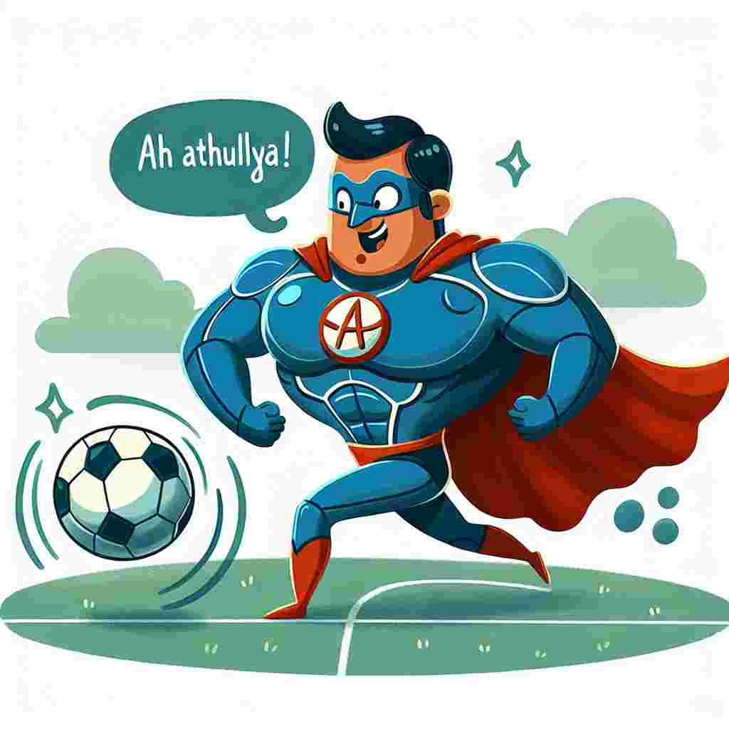 A charming and whimsical cartoon scene showcases a powerful superhero, with a distinct emblem on his chest, engaging in a playful game of football. His strong frame is softened by the cartoon's gentle lines and bright colors, cultivating a loveable and cute appearance. As he skillfully maneuvers around the football field, the superhero is presented with a speech bubble excitedly exclaiming 'Ah Athulya!' This phrase not only depicts a feeling of joy and surprise but also as a quirky way of expressing gratitude within the cartoon's narrative.
Generated with these themes: Superman playing football and saying "ah athulya" .
Made with ❤️ by AI.