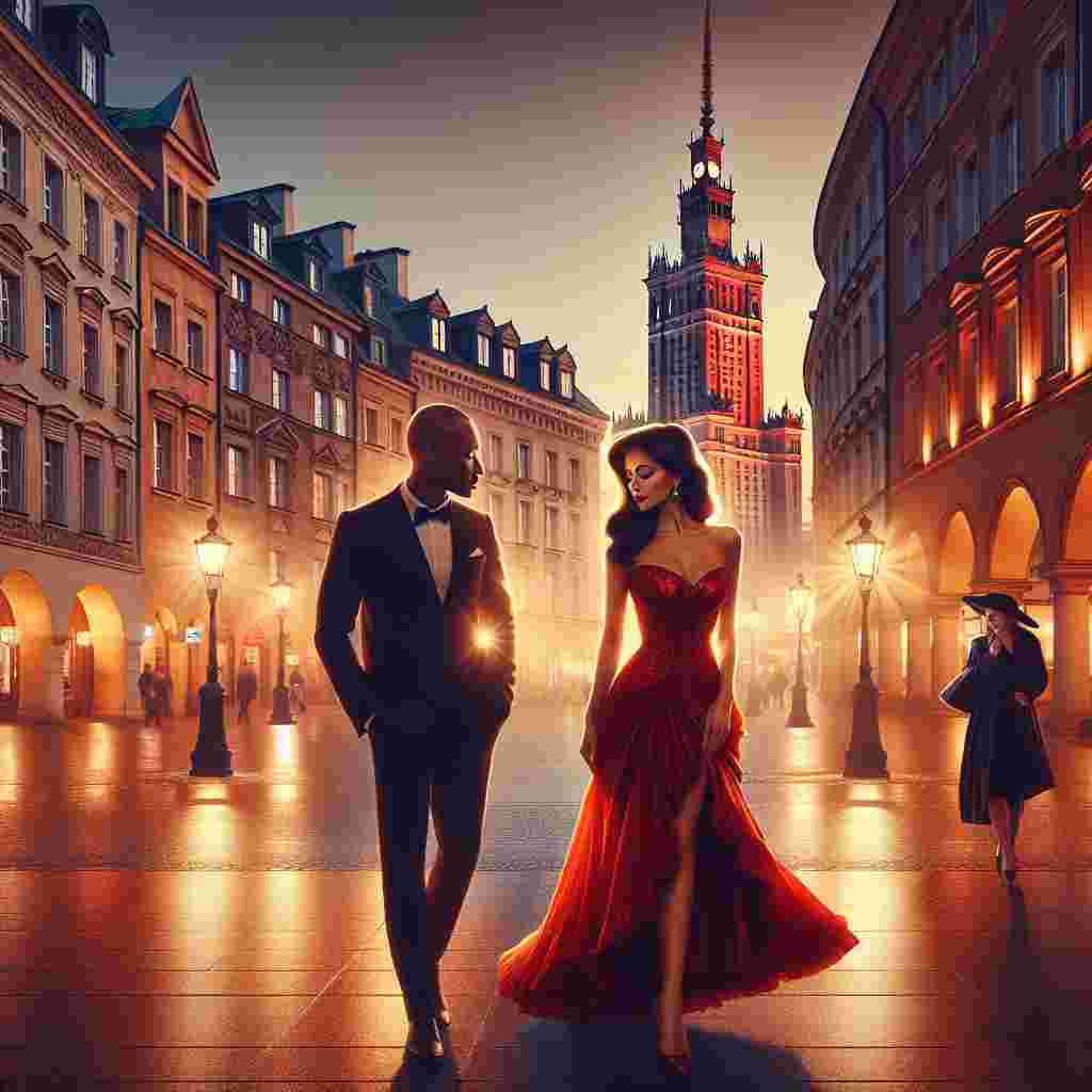 Depict a romantic evening scenery of Valentine's Day in Warsaw, with the city streets bathed in the warm hues of the setting sun. The architectural grace of the historical buildings comes to life under the sun's glow. A pair of lovers, a black man and a white woman, stroll hand in hand, whispering affectionate words to each other. The spotlight, however, is stolen by a woman standing alone. She is Middle-Eastern, dressed in a dazzling red dress reminiscent of Parisian burlesque, her presence exuding seduction and allure. Her appearance captivates the onlookers, adding an element of intrigue to the already charmed atmosphere.
Generated with these themes: Poland, Romance, Burlesque, Red dress, and Paris.
Made with ❤️ by AI.