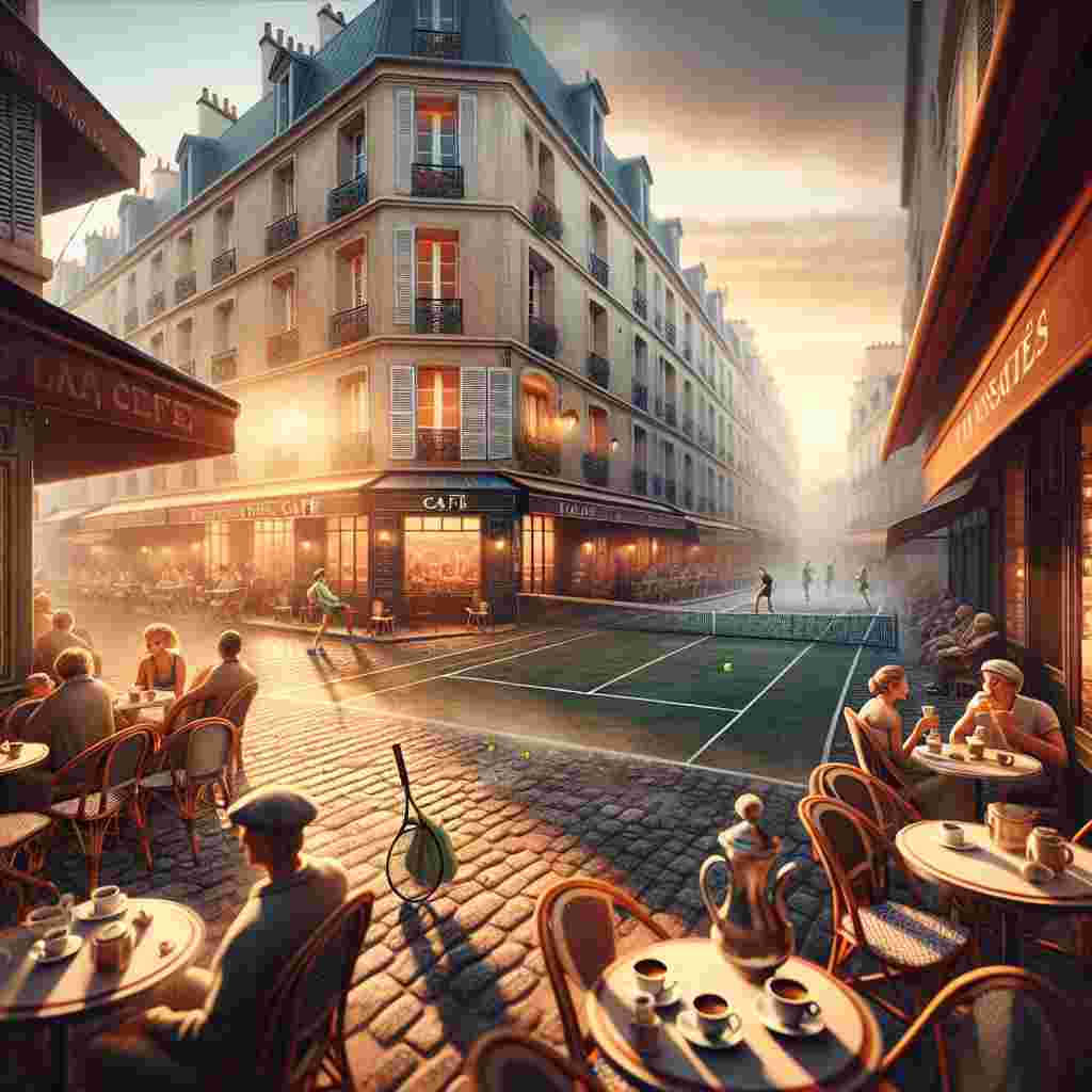 Imagine a quiet Parisian street bathed in the early morning light. There's a quaint cafe on the corner, tables populated by patrons enjoying rich, steaming coffee. On an adjacent stretch, a clay tennis court is alive with action. The soft thuds of the bouncing tennis balls create a rhythmic backdrop to the murmur of the cafe. Smiles of joy and cries of victory punctuate the air. This is the essence of a French morning, brimming with life and passion for tennis and coffee. May this scene encapsulate a fond farewell and hope for future victories.
Generated with these themes: Coffee, Tennis, and France.
Made with ❤️ by AI.
