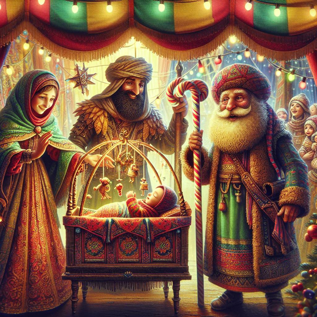 1) Christmas AI Generated Card - mary, joseph and baby jesus + santa claus (a2d86)