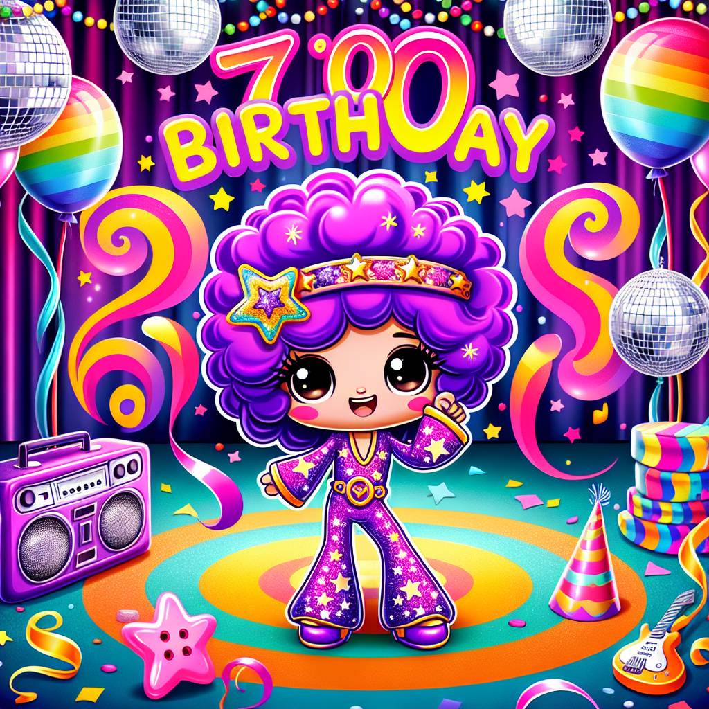 1) Birthday AI Generated Card - 70, 1970s, David Bowie, and Purple hair (0b2fe)