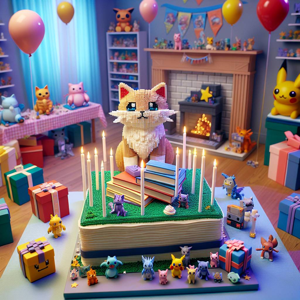 1) Birthday AI Generated Card - Cats, Warhammer, Books, Minecraft, and Pokemon (6aa27)