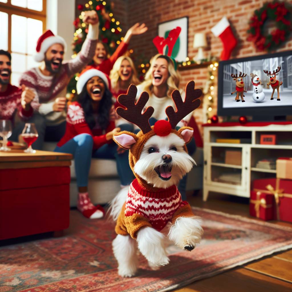 2) Christmas AI Generated Card - Maltese dog (e9f21)