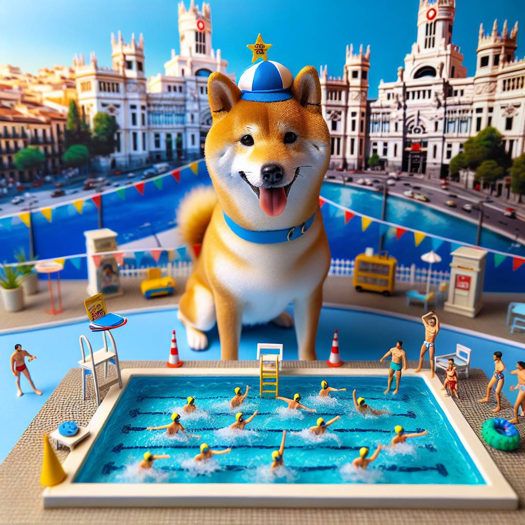 1) Birthday AI Generated Card - Synchronised swimming , Shiba Inu dog, and Madrid (294f2)