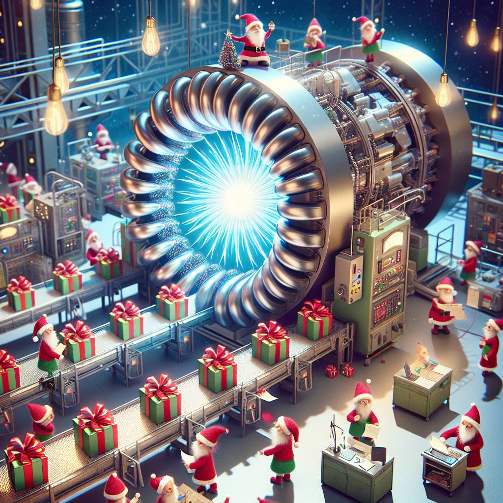 4) Christmas AI Generated Card - particle accelerator / physics  (f8b86)