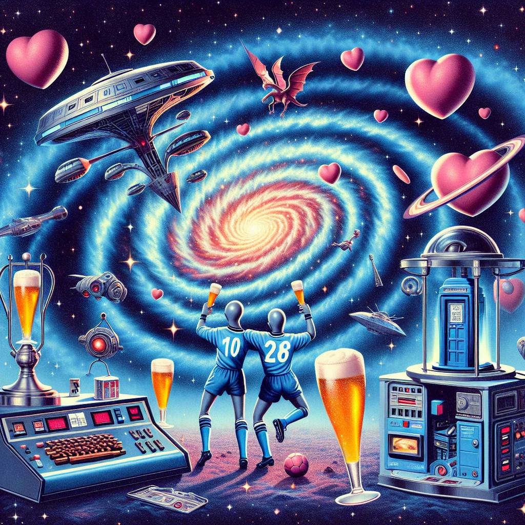 1) Valentines-day AI Generated Card - Football, Dr who, beer (d1459)