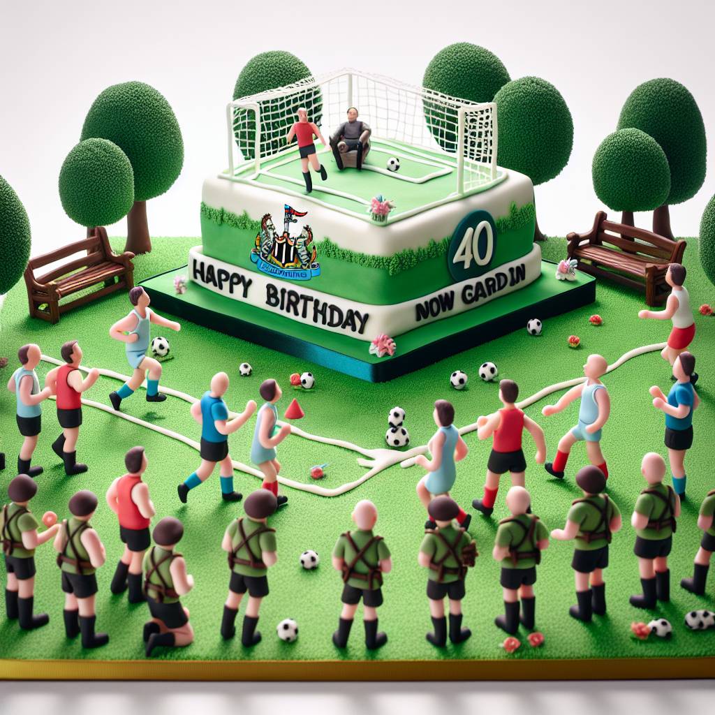 2) Birthday AI Generated Card - Running in a park, Newcastle football club, Army, and 40th birthday  (ec469)