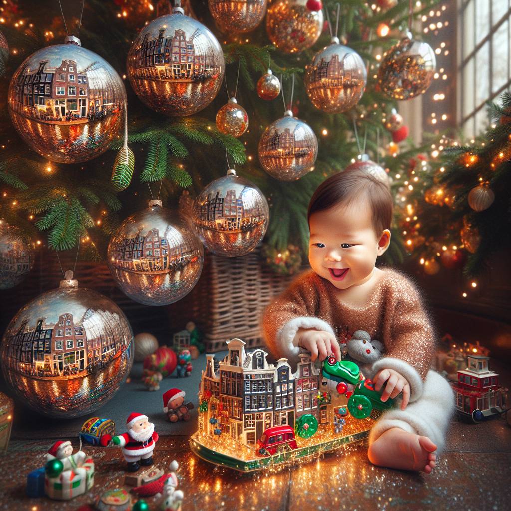 2) Christmas AI Generated Card - Amsterdam, London, and 6 months old baby boy