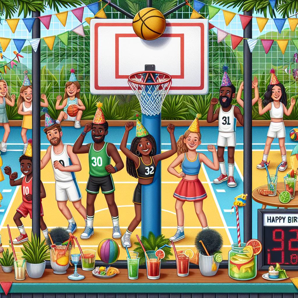 1) Birthday AI Generated Card - Netball, and Cocktails (15d2b)