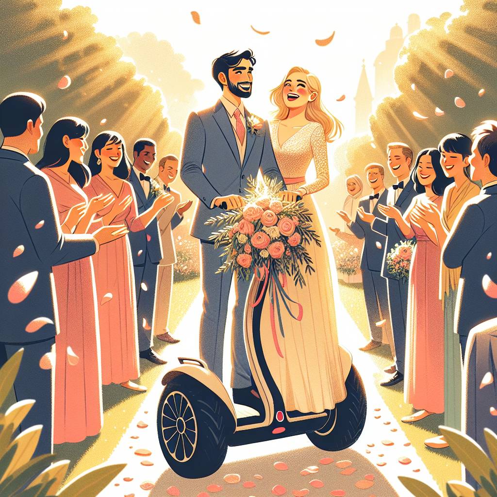 2) Wedding AI Generated Card - Segway, and Blonde (d017c)