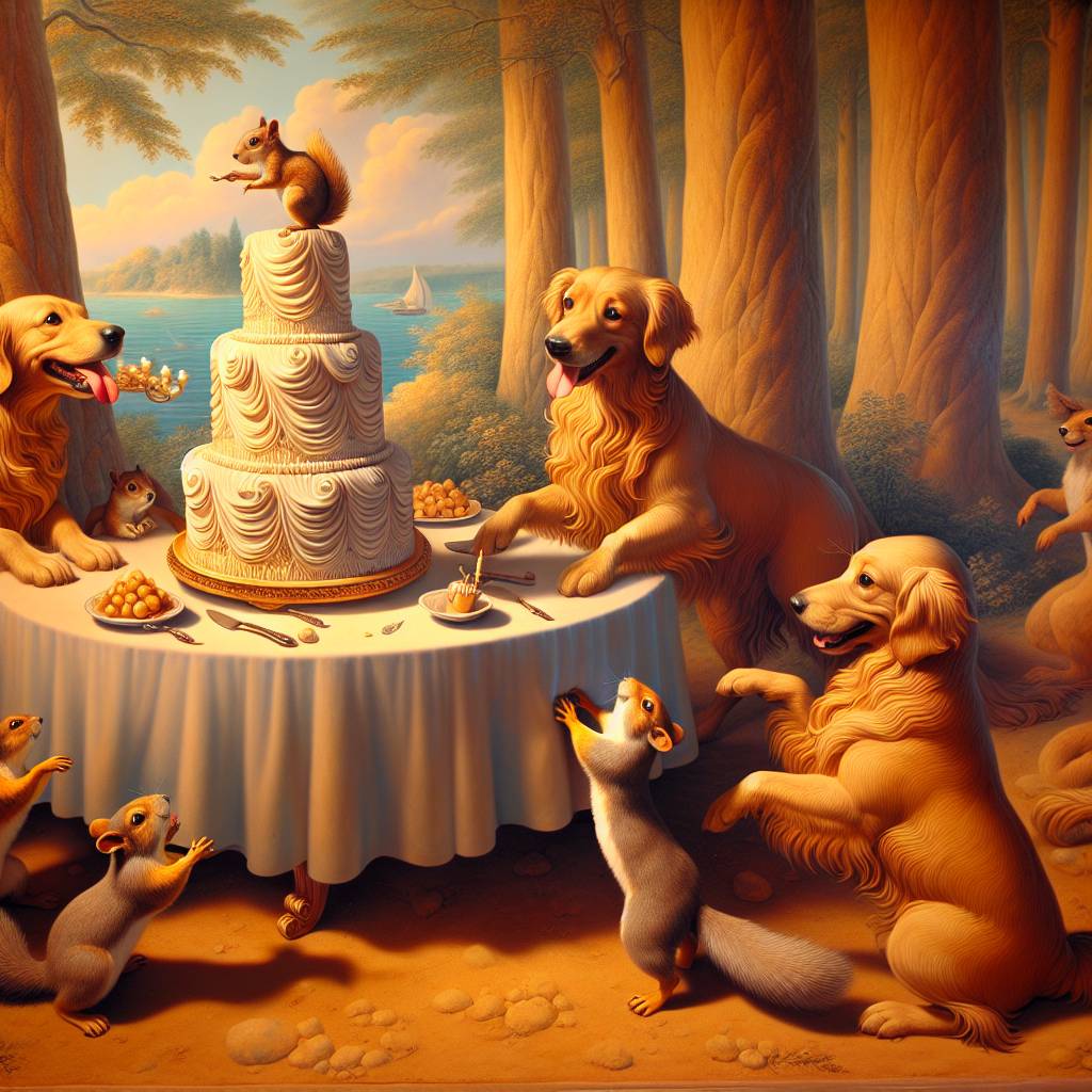 2) Birthday AI Generated Card - Squirrels , Disney, Golden retriever , Cake, and Ocean  (8df1b)