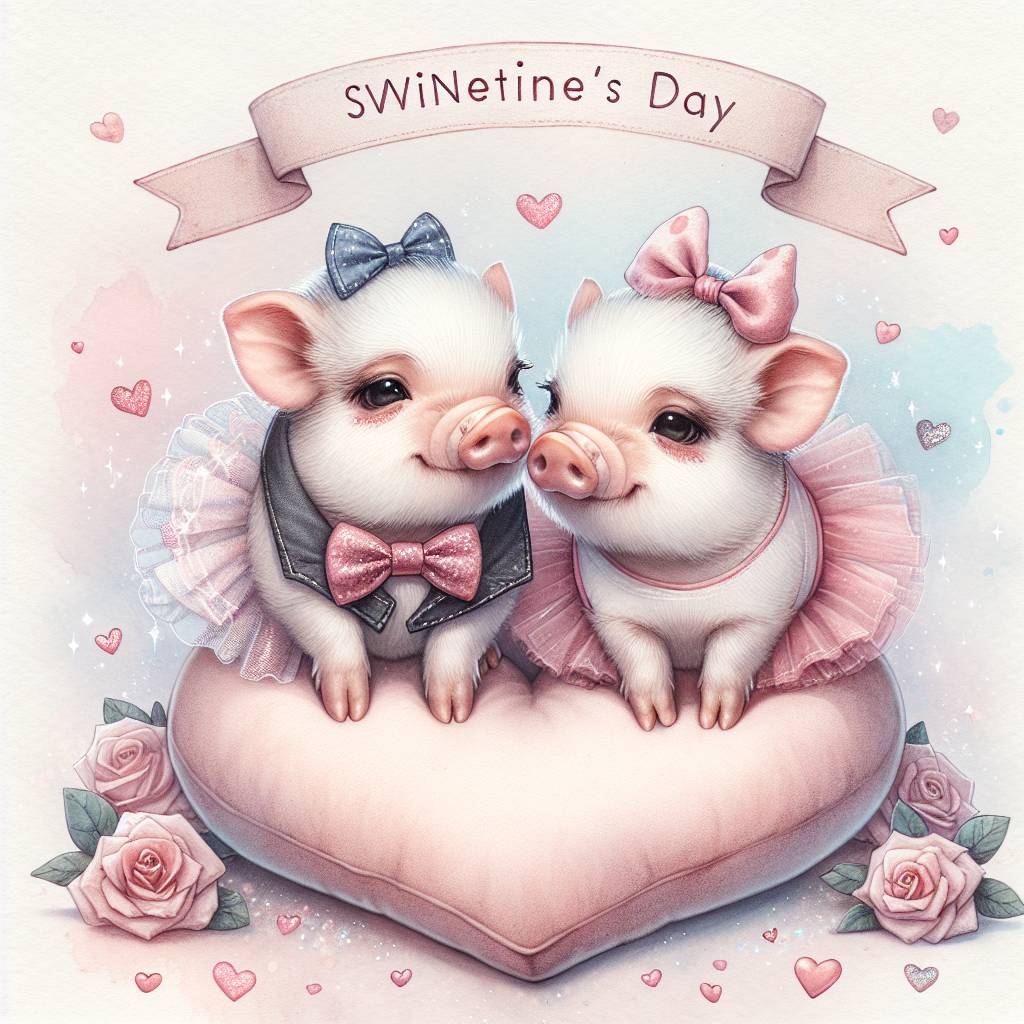 2) Valentines-day AI Generated Card - Micro pigs  (317f2)
