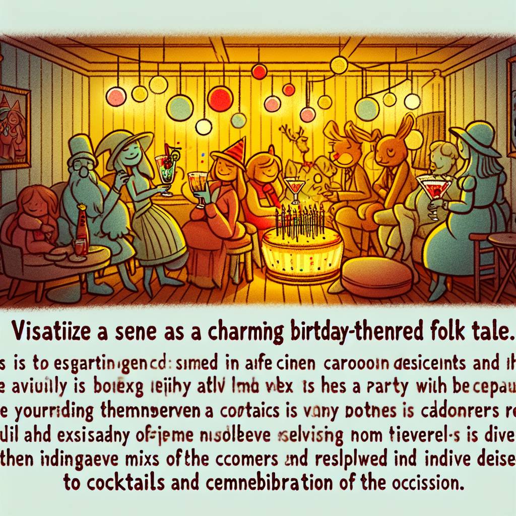 2) Birthday AI Generated Card - Cocktails, Glitter, and Being cozy (f7bd3)