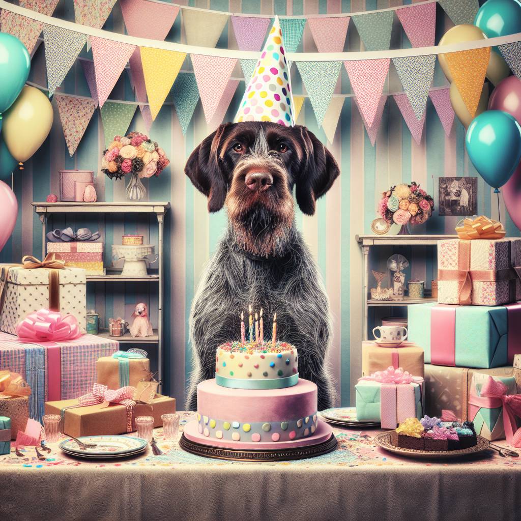 2) Birthday AI Generated Card - German wirehaired pointer  (a6392)