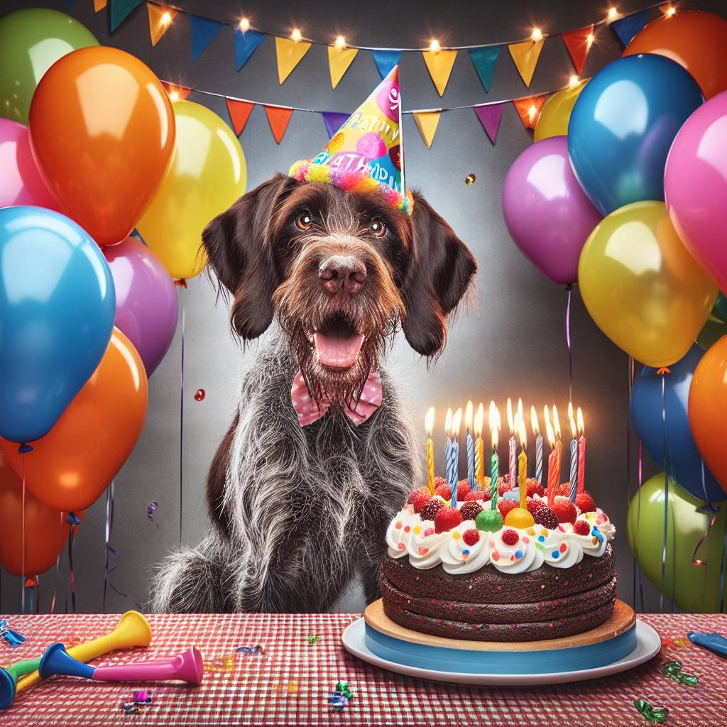 1) Birthday AI Generated Card - German wirehaired pointer  (4c3e8)
