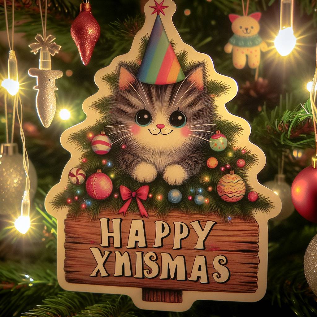2) Birthday AI Generated Card - happy cat on tree (8b797)
